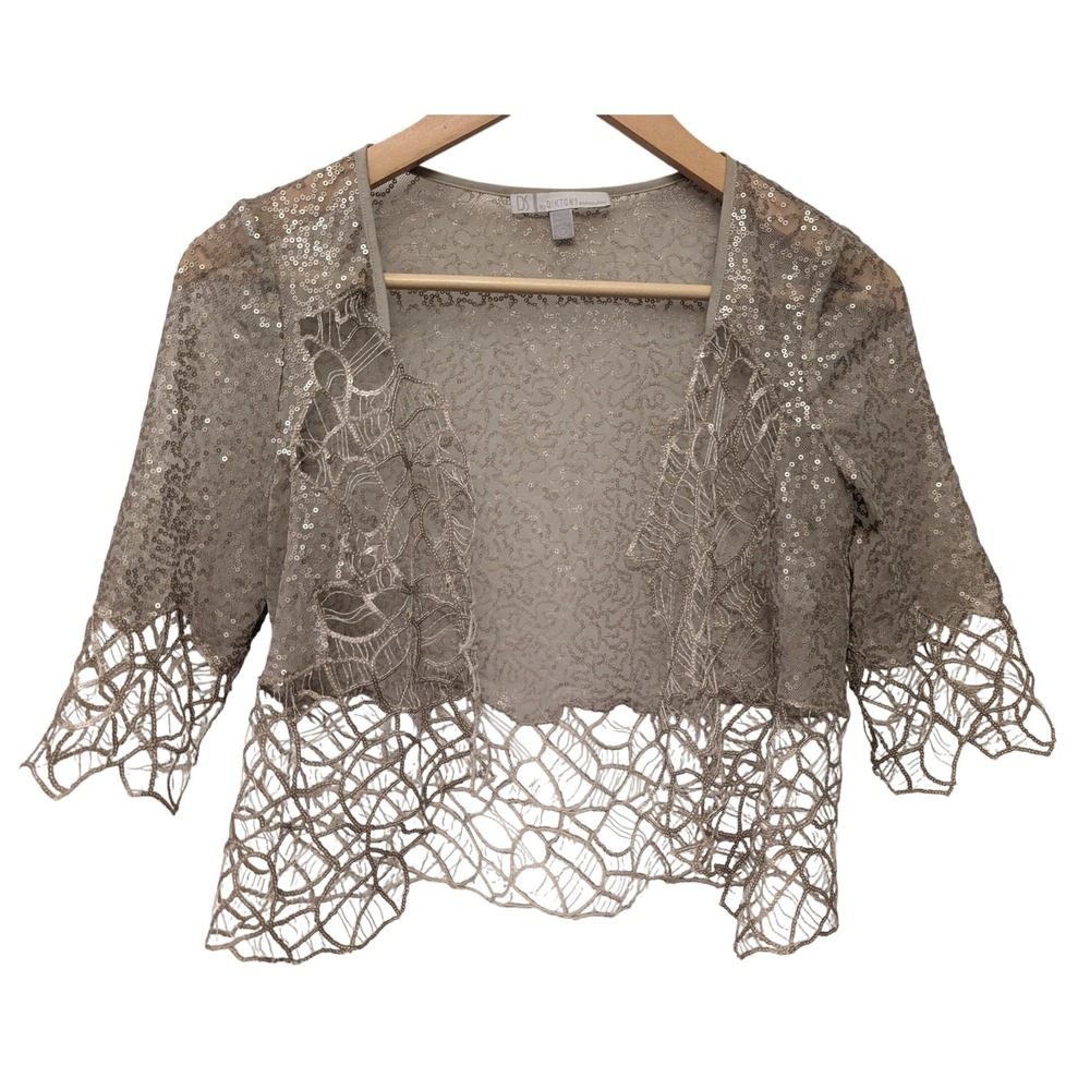 DS by Diktons Barcelona Sequin Lace Cropped Cardigan Shrug Y2K Wedding Party
